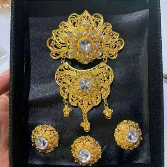 Balinese Alpaca Brooch Set | Traditional Kebaya Jewelry | Ring, Earrings & Chest Brooch