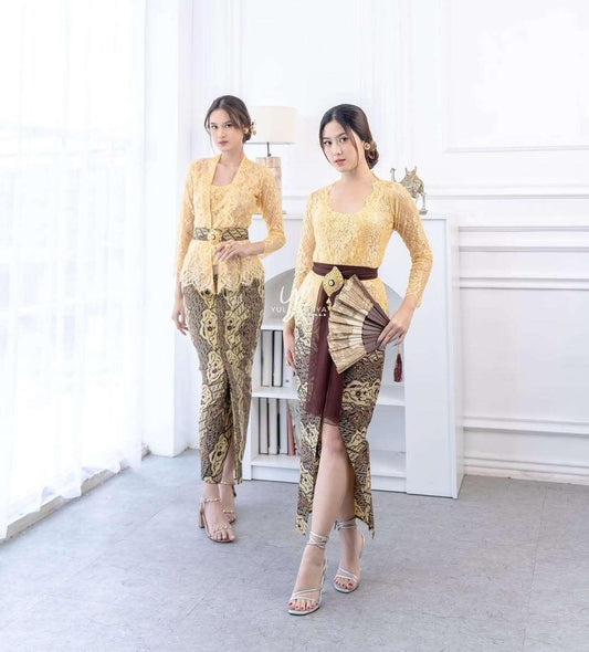 Handmade Kebaya Set for Wedding & Formal | Full Set (Kebaya+Skirt+Belt) | Hanaya Series