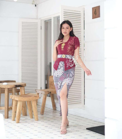 Ellena Series Kebaya Set | Sofia Brocade | Complete Outfit (Kebaya+Skirt+Belt)