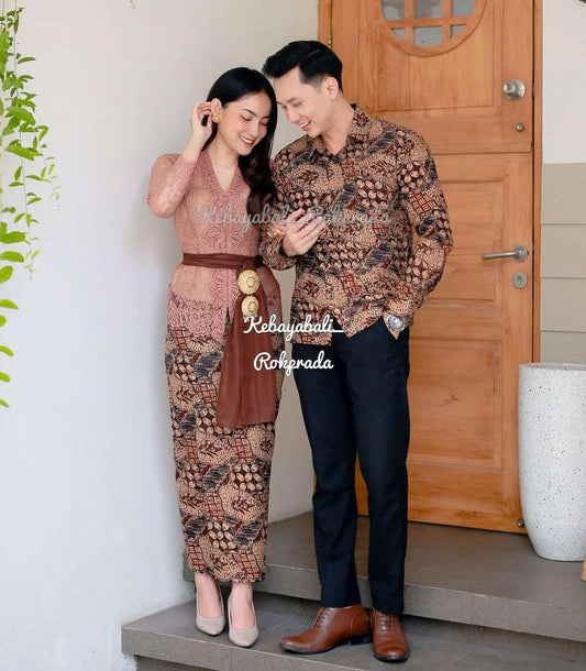 Ice Milo Couple Set | Bali Kebaya & Javanese Batik | Matching Wedding Outfits