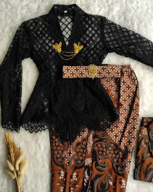 Norvina Series: Elegant Brocade & Batik Kebaya Set - Wedding & Formal