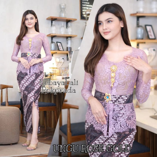 Elegant Bali V-Neck Kebaya Set - Party, Graduation & Formal Events