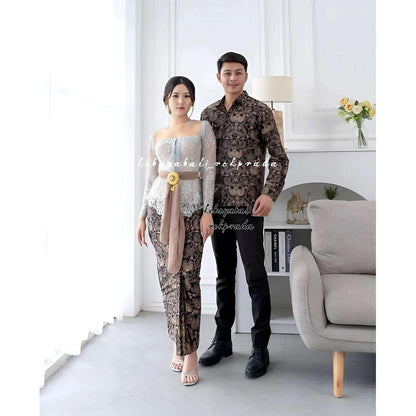 Premium Indonesian Couple Set | Kebaya & Batik Shirt | Complete Wedding Outfits
