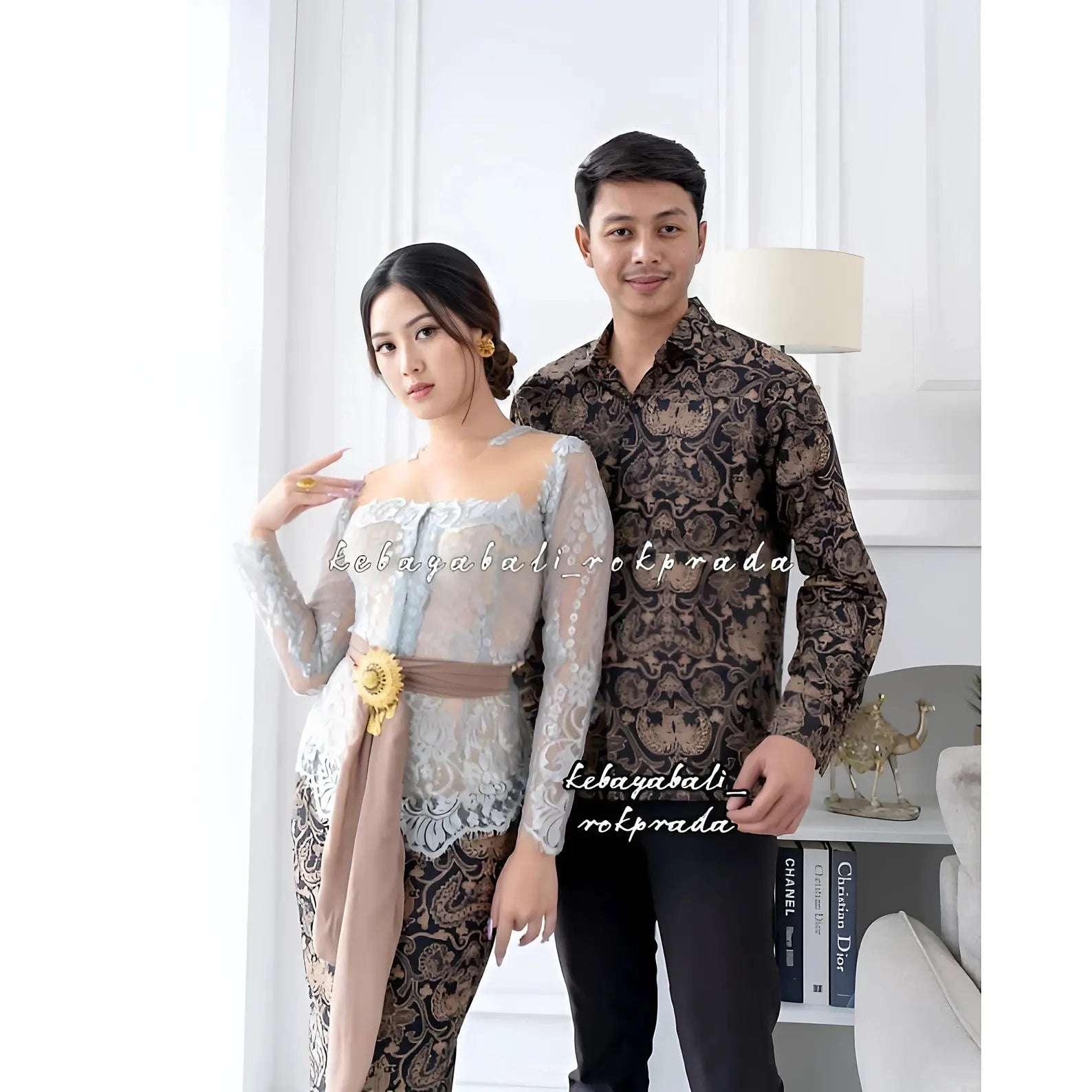 Premium Indonesian Couple Set | Kebaya & Batik Shirt | Complete Wedding Outfits