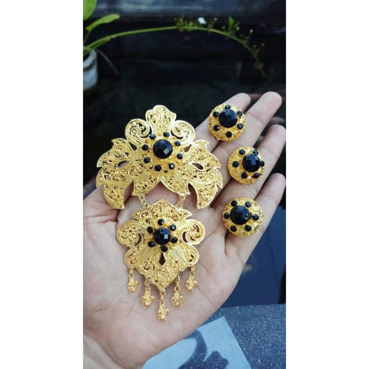 Balinese Alpaca Brooch Set – Kebaya Jewelry (Ring, Earrings, Pin)