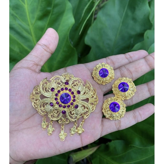 Balinese Alpaca Brooch Set - Kebaya Jewelry (3-Piece)